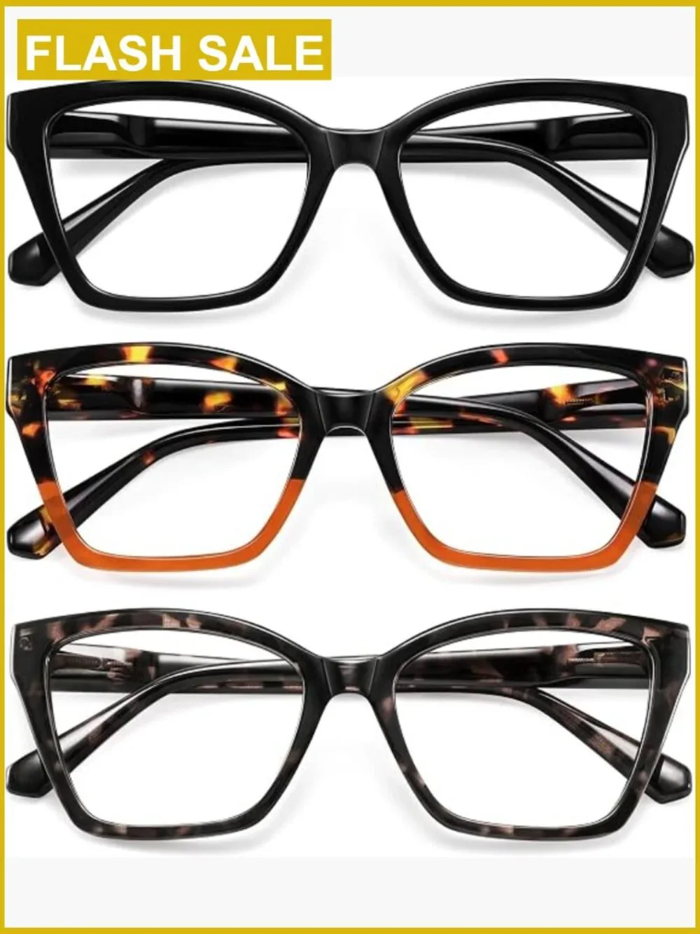 3 Pack Cat Eye Blue Light Blocking Reading Glasses Women Spring Hinge